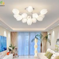Plafonnier crème français de la tulipe G9 de sens de conception pour la chambre à coucher de salon