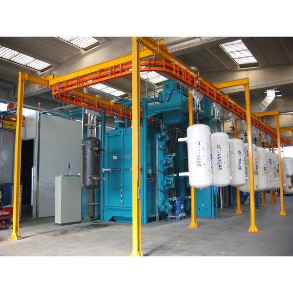 Fully Automatic Monorail Shot Blasting Machine with PLC Control and HMI Interface for Continuous Workflow