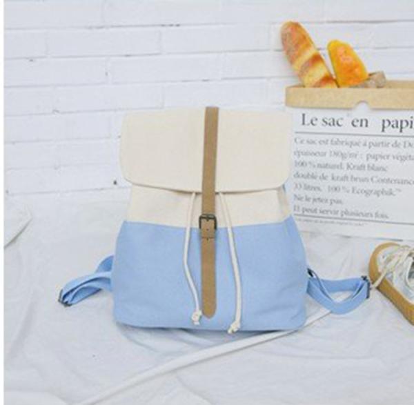 Female Korean high school students backpack academic style small fresh contrasting canvas backpack
