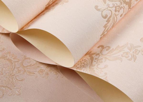 Classical Damask European Style Wallpaper Washable for Household , Beige color