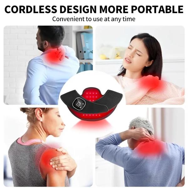 Near Infrared Shoulder Pain Relief Device – Red Light Therapy Pad with Vibration, 660nm & 850nm for Muscle Relaxation & Recovery