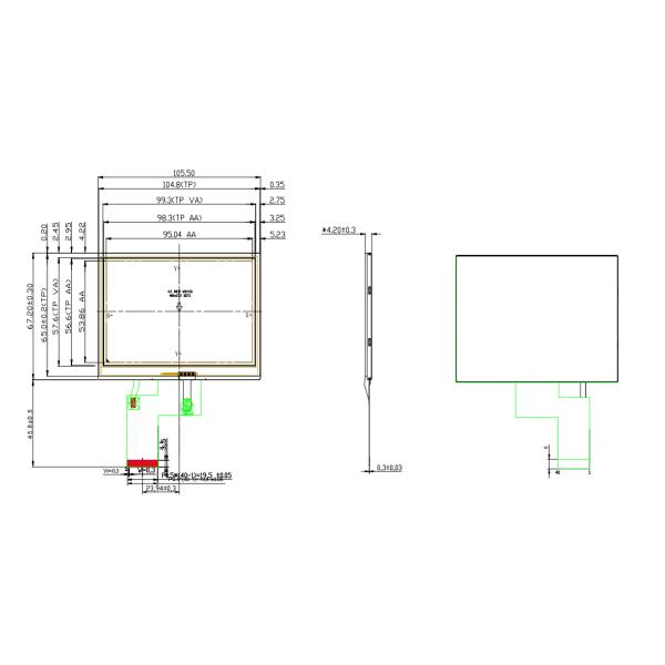 4.3 Inch TFT Resistive Touch Screen 350 cd/m2 Color TFT Screen 480X272 With RGB Interface