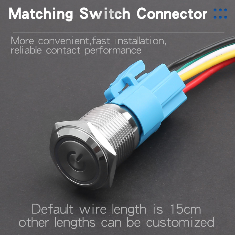 16mm Latching/Momentary Metal Push Button Switch Copper Nickel Plated Shell 1NO1NC With LED Lights 5Pins High/Flat Head