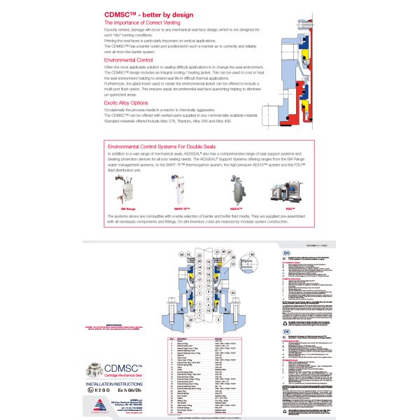 ISO9001 AESSEAL CDMSC Double Cartridge Mechanical Seals For Mixer Agitator And Reactor