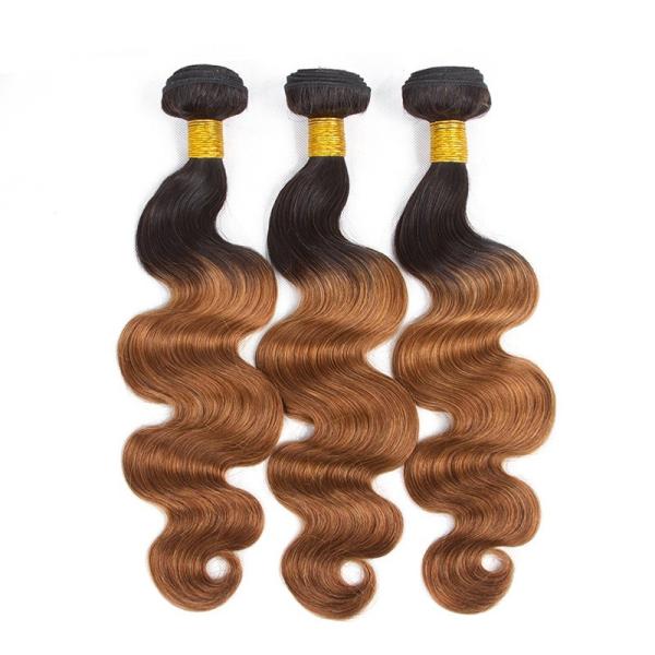 Classifique o material real do cabelo das extensões 100% do cabelo de Ombre do tom 8A três