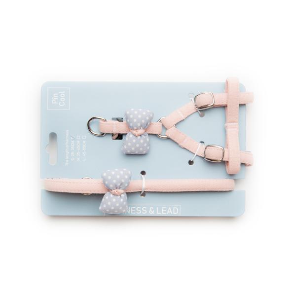 O animal de estimação fornece o algodão bonito Cat Dog Harness Leash Set da tração da correia da caixa do animal de estimação de Dots Cat Harness Bow Tie Adjustable para trás