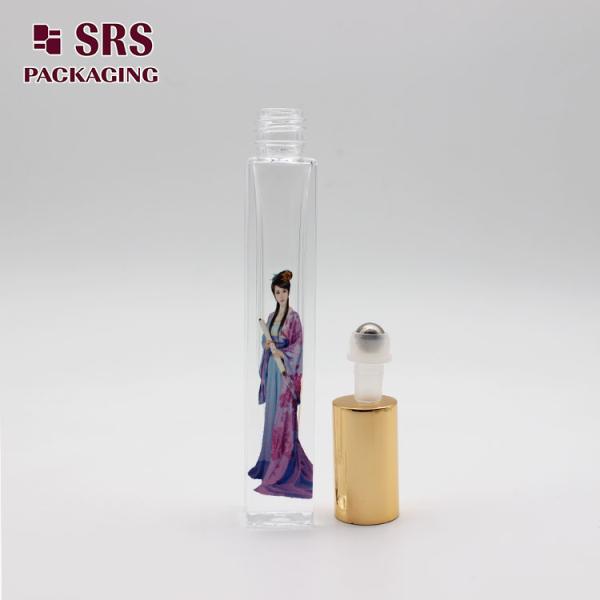 GB2-10ml Square Perfume Glass Roller Ball Container Empty With 3d Printing Pattern