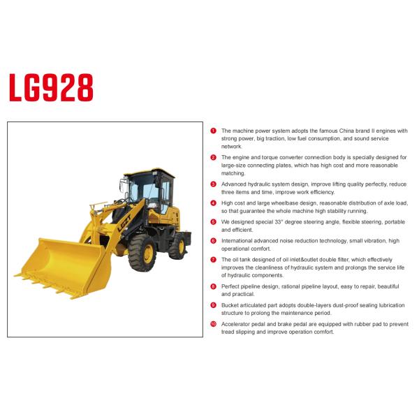 LG928 Колесный погрузчик 3550 кг рабочая масса 1000 кг номинальная нагрузка для тяжелой работы
