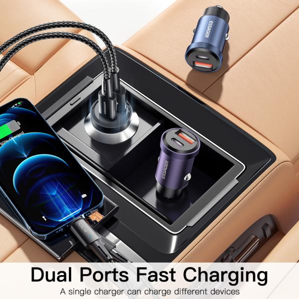 Essager 30W 45W USB Type C Car Charger With Over-Charging Protection