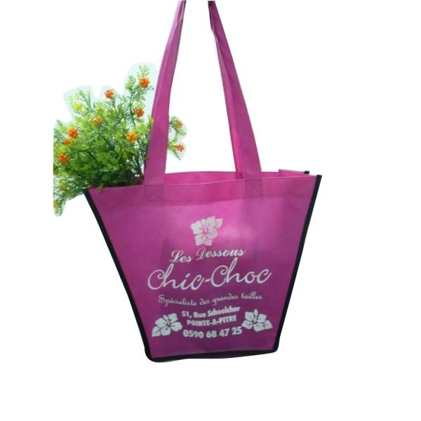 75g Pink Trapezium Nonwoven Fabric Reusable Carrier Bags With Customized Logo For Girls