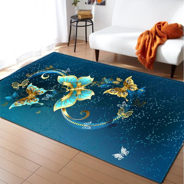 Butterfly Living Room Floor Carpets Large Dining Room Rugs Machine Washable
