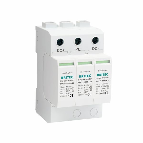 BRPV3-1500-6.25 PV Surge Arrester Module 3 Protection Device Solar Power Systems spd 1500v dc t1 t2  Solar Dc Spd pv lightning arrester  Type 1+2 PV surge protector