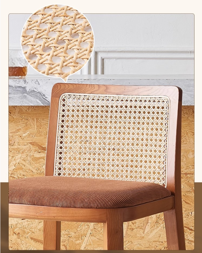 Nordic Modern Coffee Shop Front Counter High bar Stool Garden Courtyard Creative Solid Wood Hand Made Rattan bar Chair