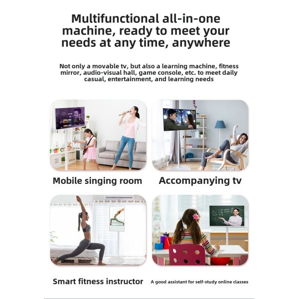 MJK 32-Inch Full HD 1080p Backlit LCD Portable TV with Built-in Battery Interactive for Family Movie and Singing
