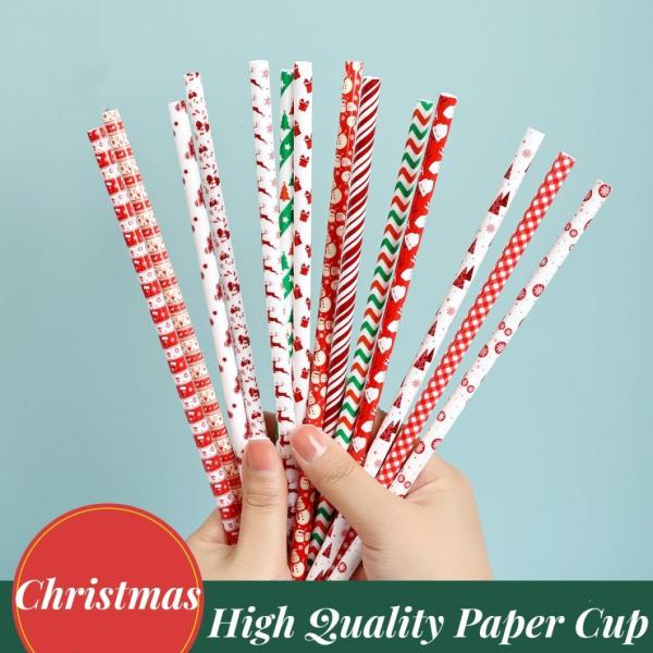 Customized Request Disposable Straw for Custom Mixed Colored Christmas Paper Straw