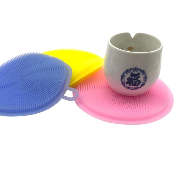 Amazon's hot sale soft Antibacterial silicone wash sponge dish scrubber Cleaning Brush for kitchen