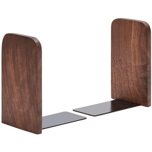 Wooden Non-Skid Bookend for Shelves, Book Stand for CDs