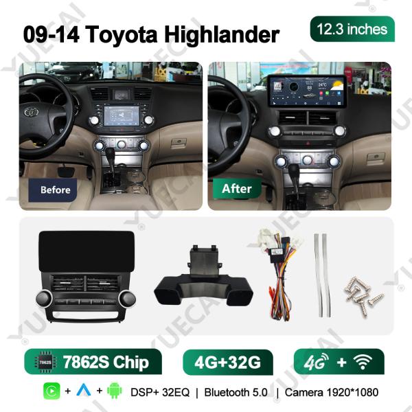 360 Camera Toyota Highlander Car DVD Player CarPlay Android Auto Toyota Head Unit