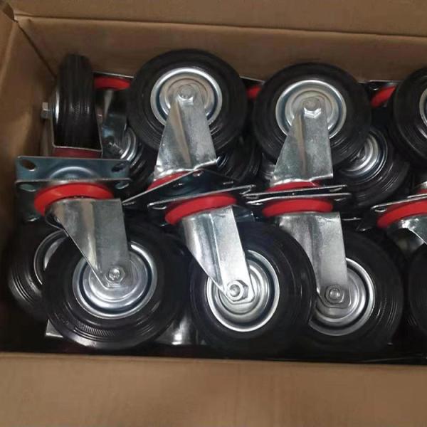 rodízios de borracha de 250mm tipo rodízios do furo de parafuso da roda de um preto de 10 polegadas do freio do giro