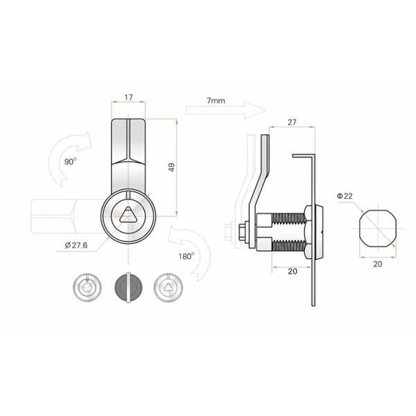 Zinc Alloy New Energy Vehicles Equipment Cabinet Cam Lock With Dust Cover