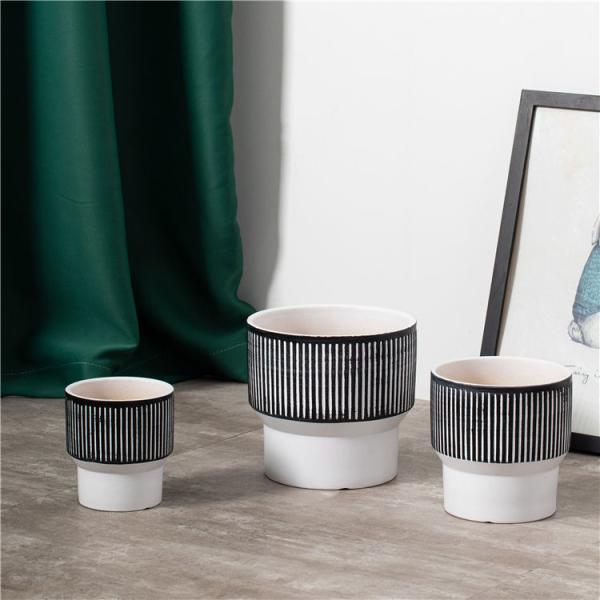 Fashionable design modern style simple elegant planter flower pot outdoor decoration cheap embossed ceramic plant pots