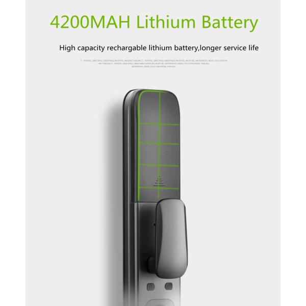 4200MAH Lithium Battery Auto Alarm Fingerprint Door Lock Classical Black