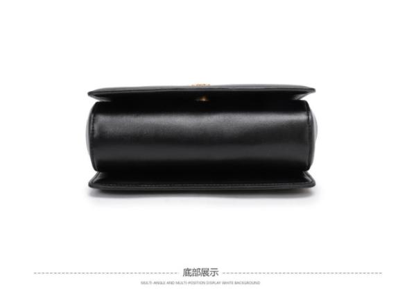 Fashion Real Cow Leather Small Square Quilted Bag With Gold Metal Accessory