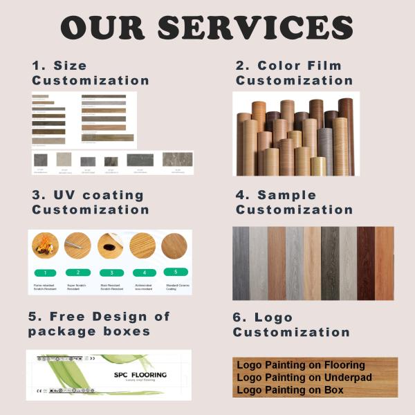 Suelo vinílico SPC de estilo moderno, buen diseño, plástico de 4,5 mm, 5,5 mm, 6,5 mm, uso en interiores, PVC antideslizante con textura lisa