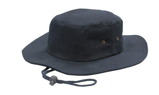 Heavy Cotton Black Boonie Hat , Six Metal Vented Holes Cotton Wide Brim Hat