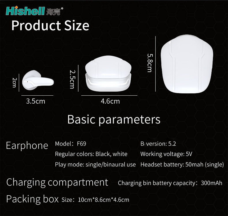 Hishell в шуме уха беспроводном отменяя Earbuds звукоизоляционное IPX5 F69