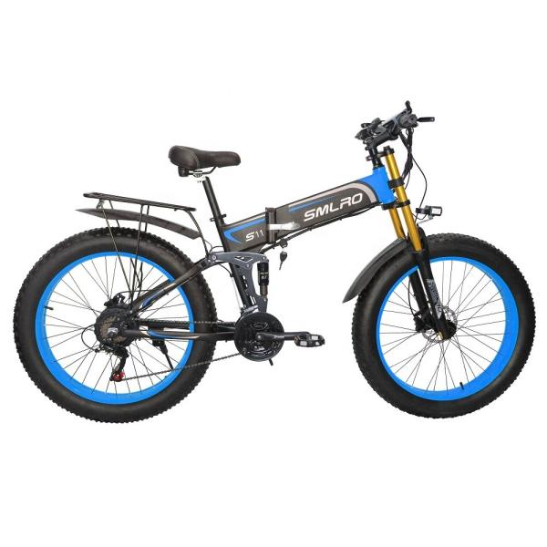 1KW Fat Tyre Folding Bike , 48V foldable electric cycle WIth Hidden Battery