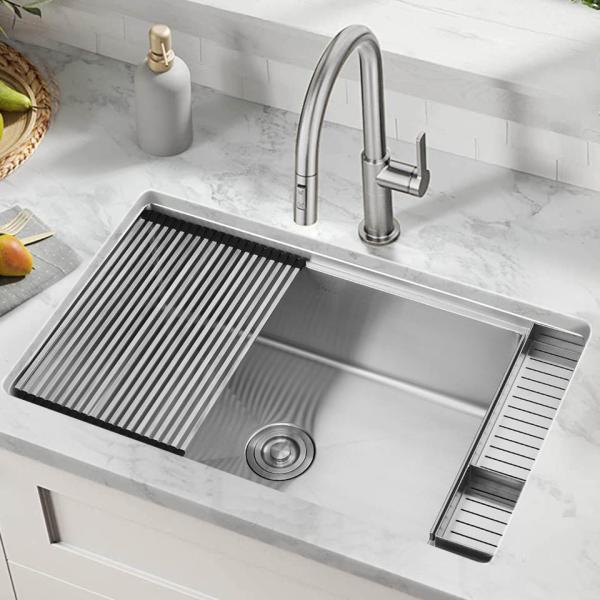 33 Undermount Stainless Steel Kitchen Sink Single Bowl 18 Gauge With SUS304 Material