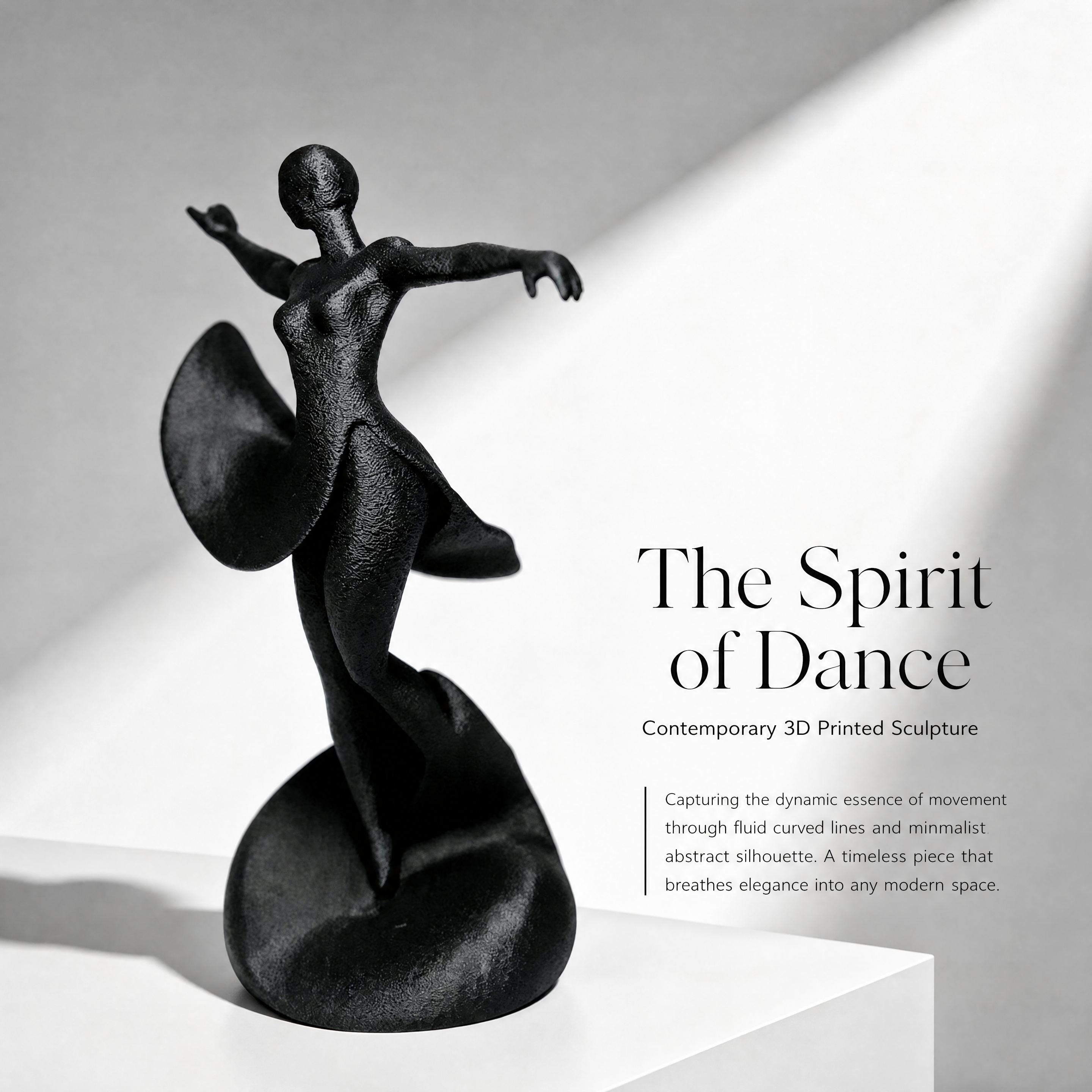 Abstract Dancing Woman Sculpture 3D Printed Art Ornament for Tabletop Interior Decoration