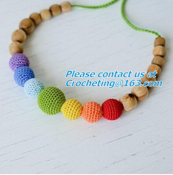 crochet necklace, New Chunky crochet necklace, Mint blue and cream nursing necklace