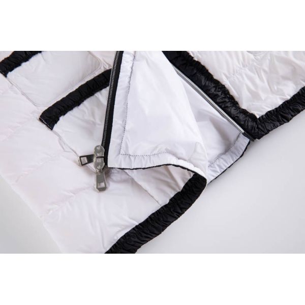 Women's Lightweight Down Jacket with Woven Polyester Shell and Contrast Trim in Short Length