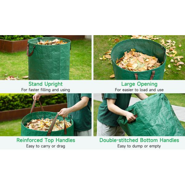 72 Gallons Garden Bag - Reuseable Heavy Duty Gardening Bags, Lawn Pool Garden Leaf Waste Bag