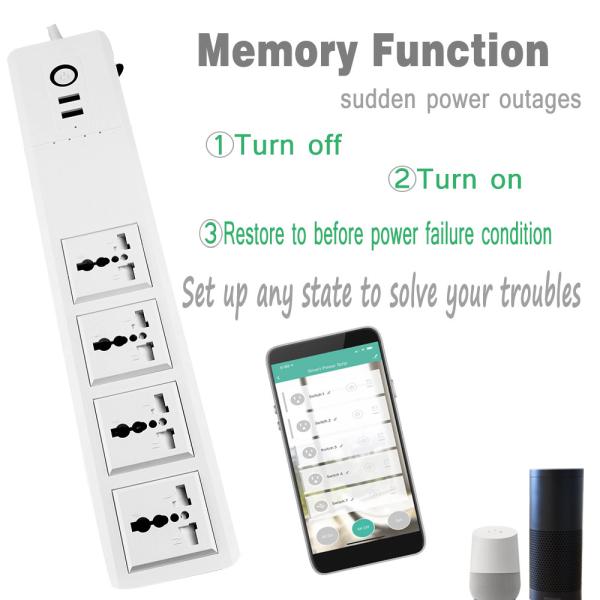 AU EU 2000W Smart Power Strip With Energy Monitoring 4 Sockets