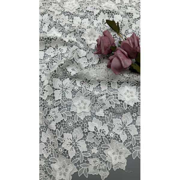 125cm Premium Eco Friendly White Modern Embroidered Lace Fabric Chemical Lace