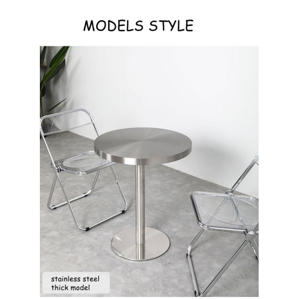 Minimalist Outdoor Leisure Stainless Steel Small Round Table Bar Dining Restaurant Table