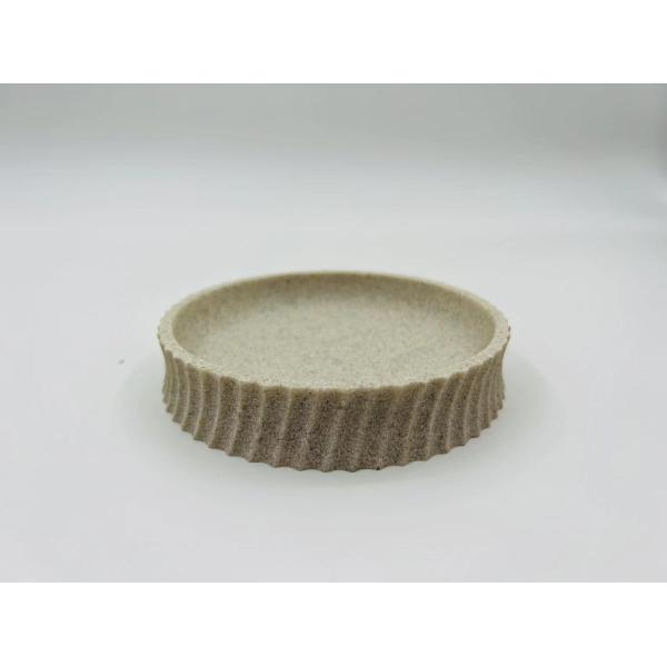 Sand Stone Bath Accessories Sets Swirl Shape With Sand Color Hand Soap Bottle Toilet Brush Holder Soap Dish