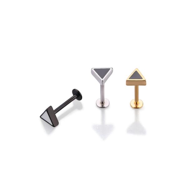 Custom single lip ring piercing jewelry triangular shape lip ring for women and men