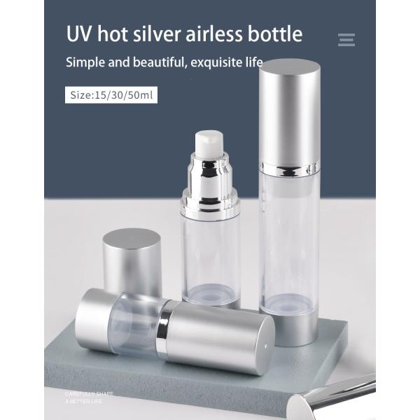 Plastic Clear White Silver Overcap Airless Cosmetic Bottles Packaging For Lotion 10ml - 30ml