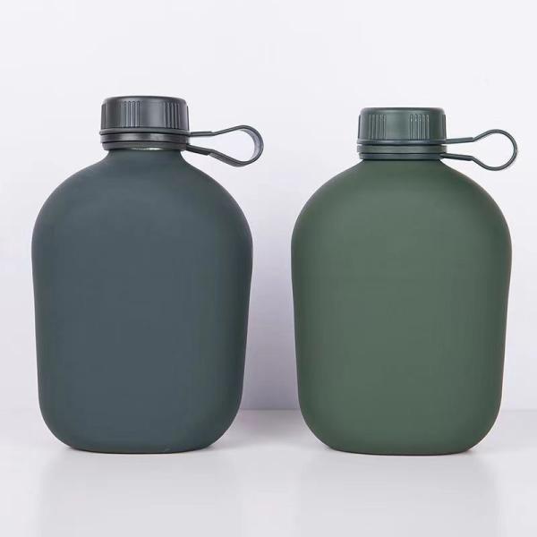 Camping Training Students Water Bottle Aluminum Body With Rubber Coated Matte Finish With Pouch Bag Shoulder Stripes
