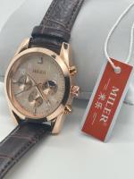 ML A666 Montre à poignet en cuir noir et en quartz