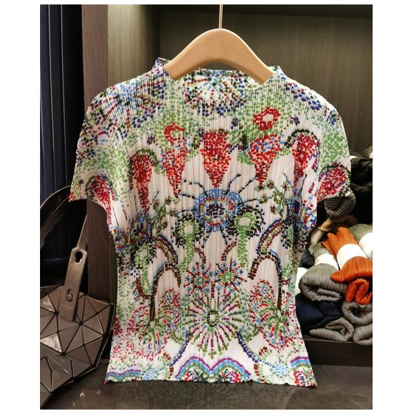 Women's Unique Designer Ethnic-Style Vintage Print T-Shirt Simple Casual Versatile Stylish Short-Sleeve Top Anti-Pilling Summer