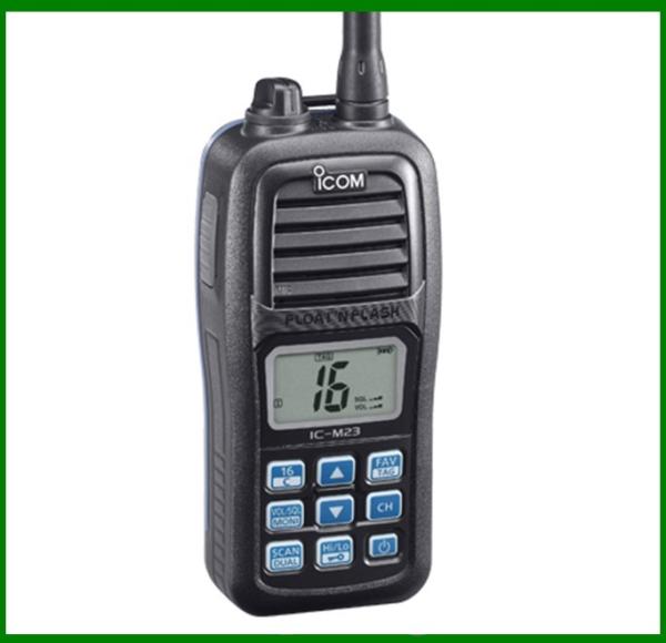 Floating M23 Marine VHF Two Way Radio Walkie Talkie flashing for boat