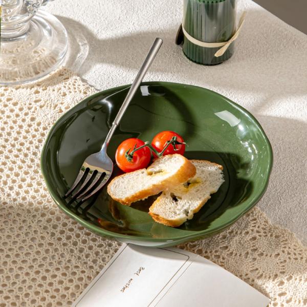 24-Piece Ceramic Dishes Set Green Pumpkin Kitchen Utensils For Porcelain Table Plates