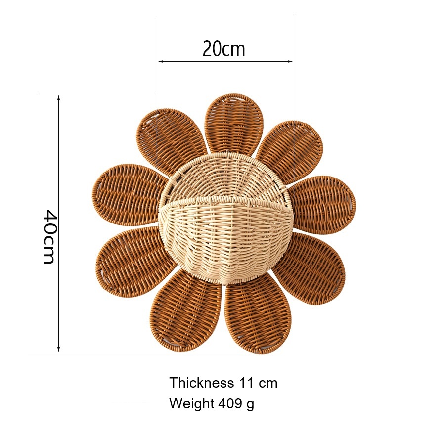 Handmade Eco-Friendly Rattan Wall Basket Multipurpose Wicker Hanging Shelf