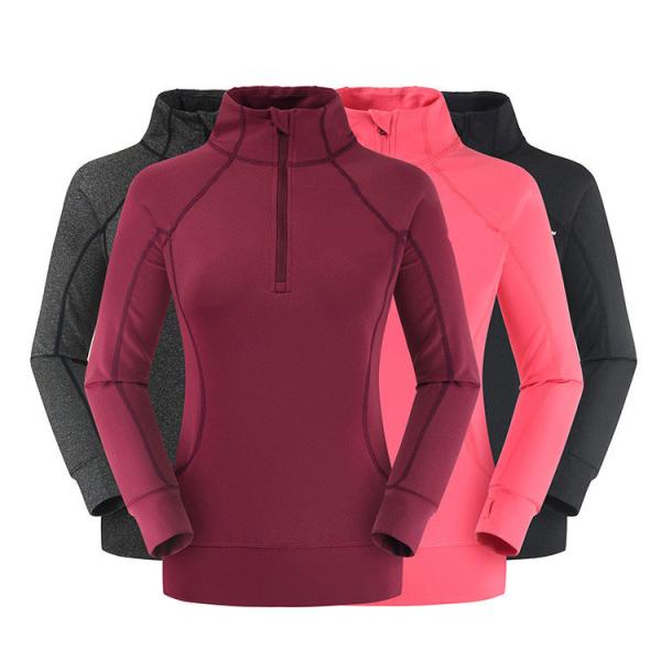 Женщин фуфайки зимы пуловера отверстия большого пальца руки воротника стойки рукава длиной идущие