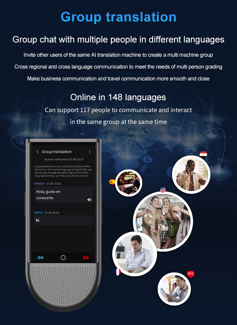 4G Simcard 2 Way Voice Translator Real Time Language Translation Device 148 Languages